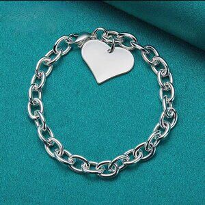 Sterling Silver 925 Chain bracelet with Heart Charm #1508